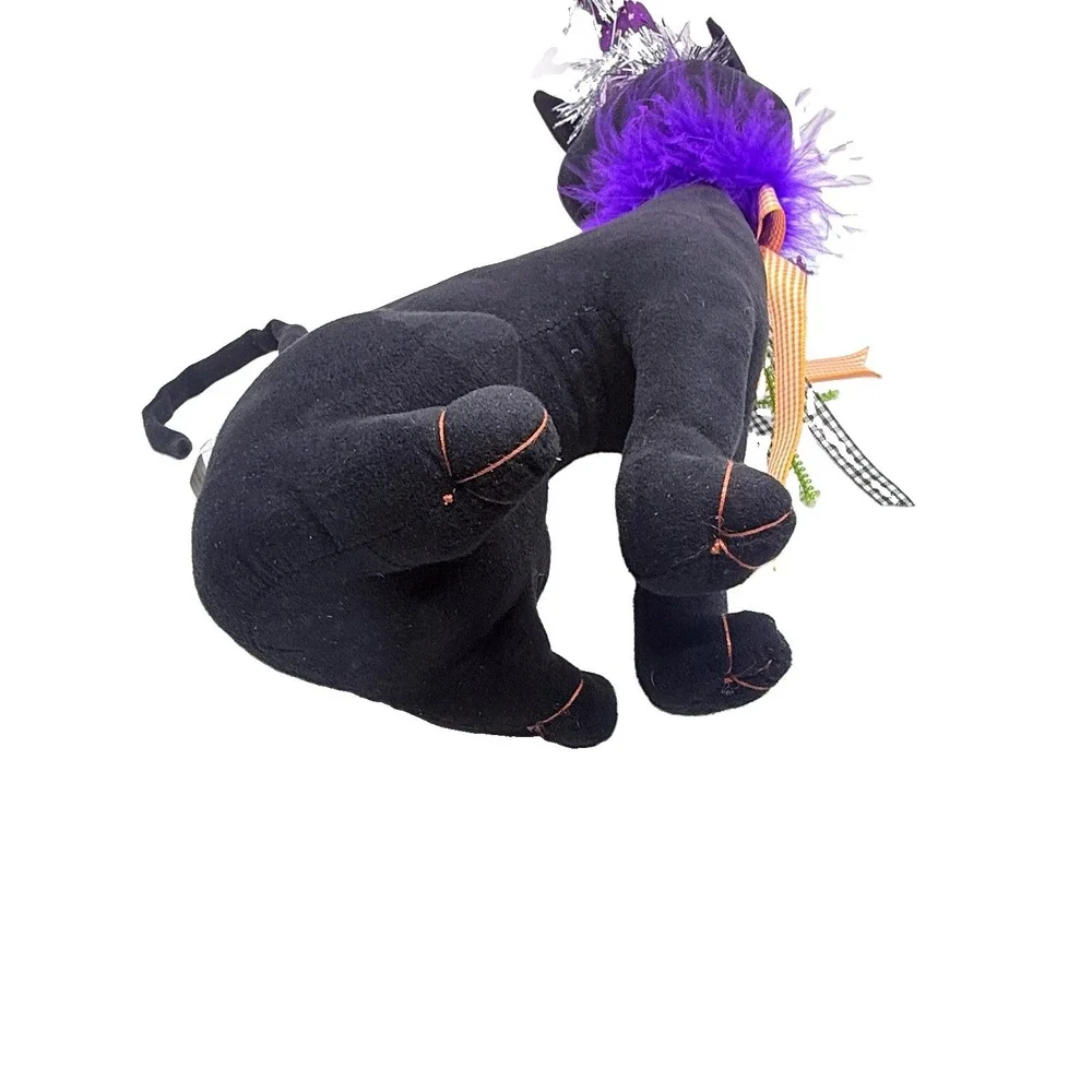 Halloween Black Cat Witch Decor 15in Whimsical Spooky Figurine Witchcore
